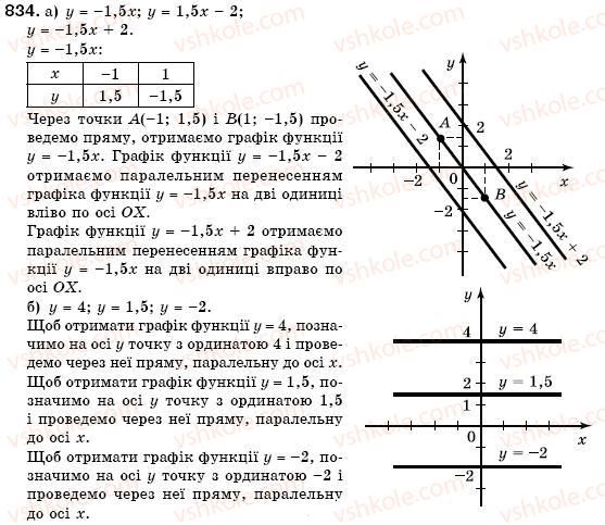 фото задание 834 - 25. лінійна функція - § 6. функції