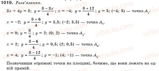 фото задание 1019 - § 25. графік лінійного рівняння з двома змінними - системи лінійних рівнянь