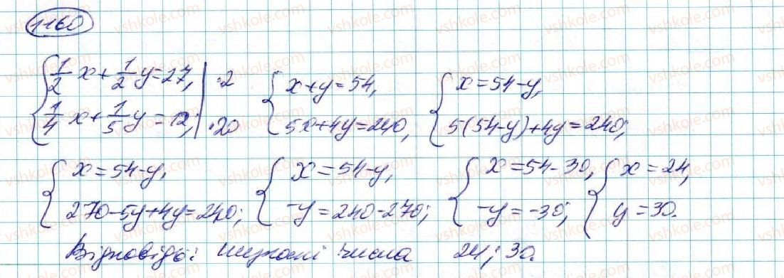 фото задание 1160 - § 24. аналітичні способи розв'язування систем лінійних рівнянь - розділ 5. лінійні рівняння та їх системи