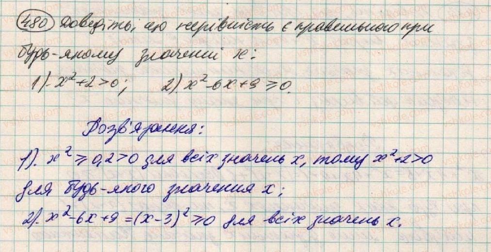 фото задание 480 - § 14. розкладання многочленів на множники за допомогою формул квадрата - розділ 1. вирази