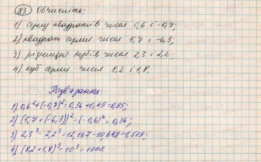 фото задание 83 - § 3. степінь з натуральним показником - розділ 1. вирази