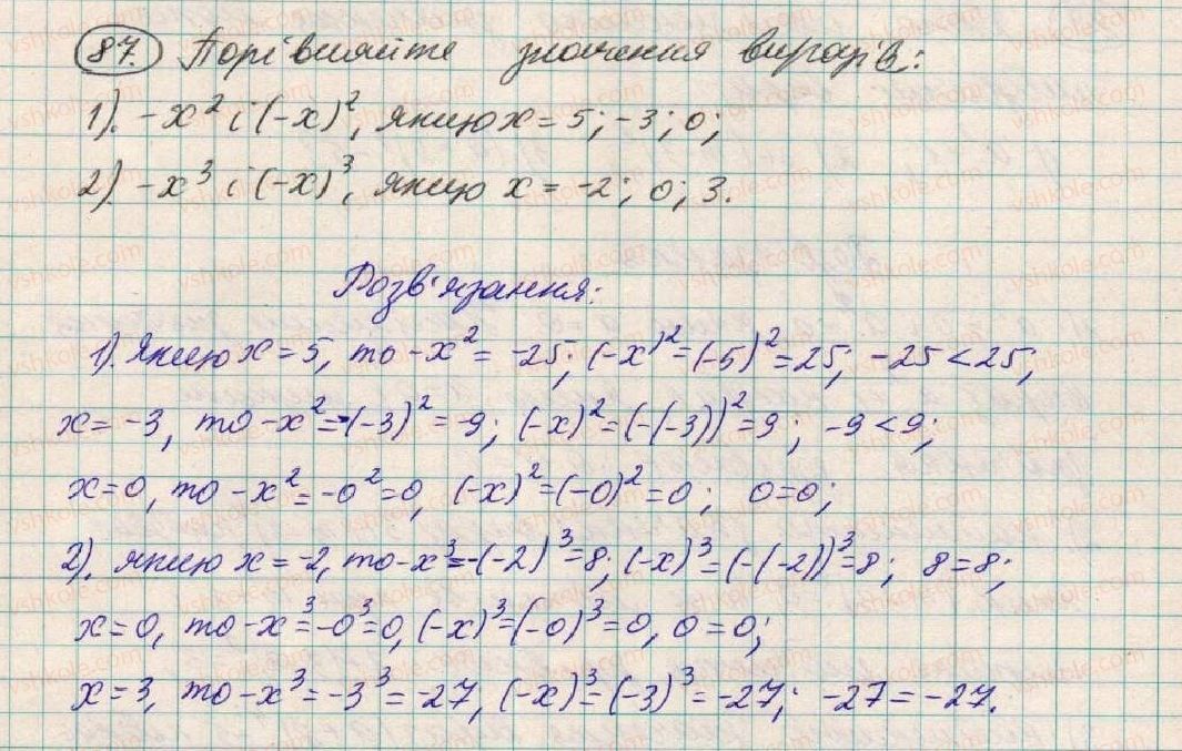 фото задание 87 - § 3. степінь з натуральним показником - розділ 1. вирази