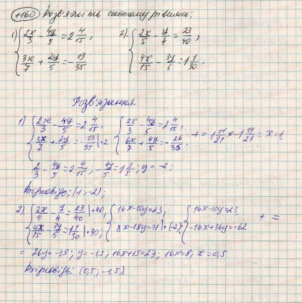 фото задание 1160 - вправи для повторення розділу 3 - розділ 3. лінійні рівняння та їх функції