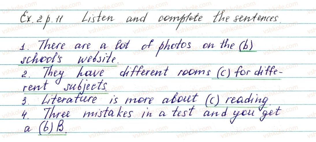 фото задание ex2p11 - lesson 1. in school - unit 1. in and out of school