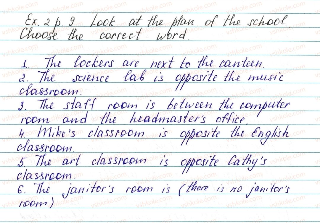 фото задание ex2p9 - lesson 1. in school - unit 1. in and out of school