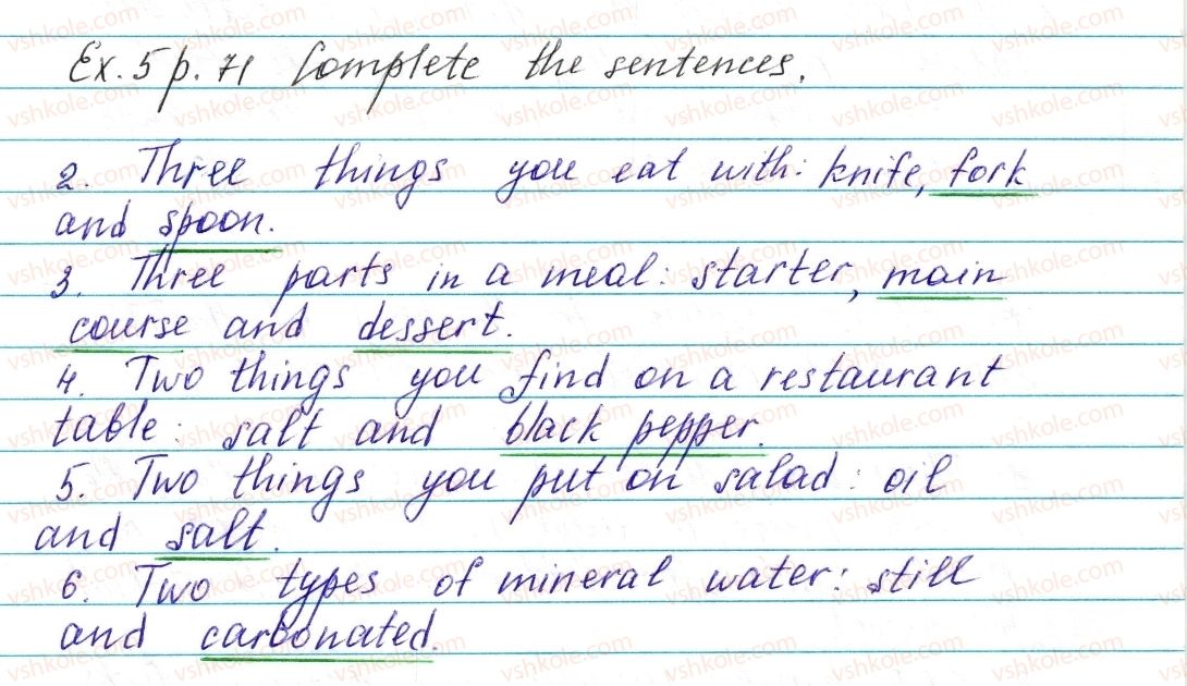 фото задание ex5p71 - lesson 2. all about food - unit 2. at home