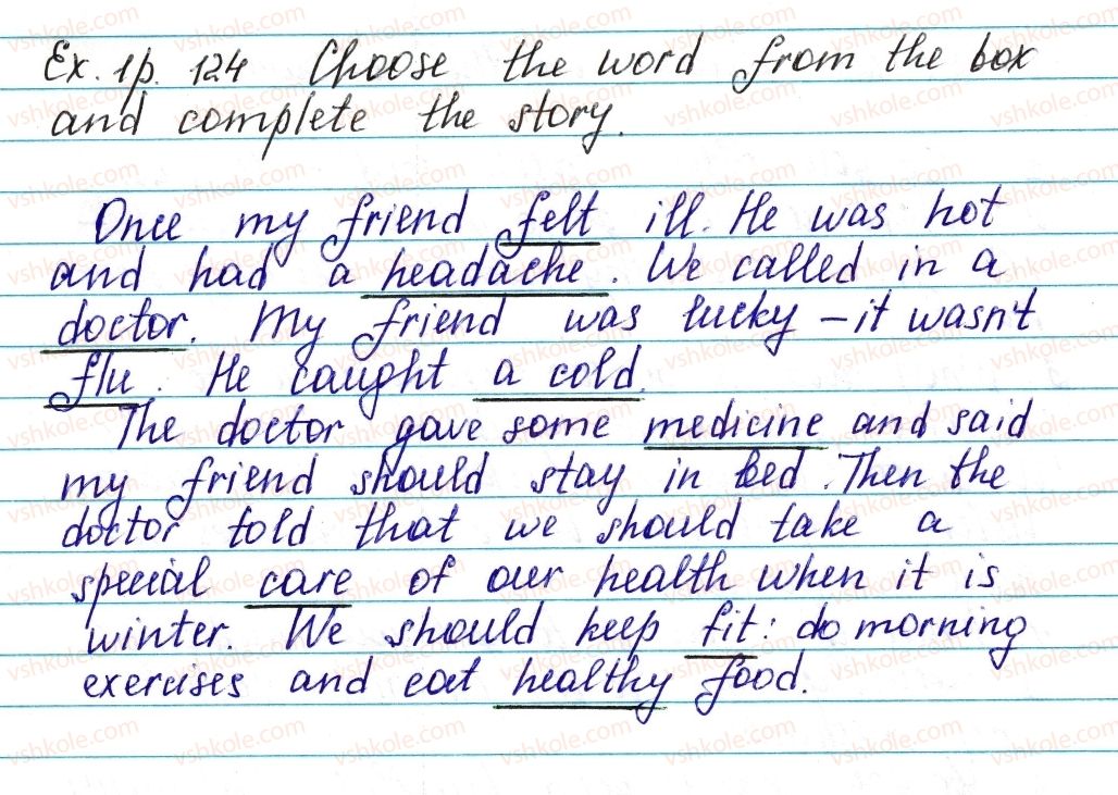 фото задание ex1p124 - lesson 2. doctor! doctor! - unit 3. a soud mind in a sound body