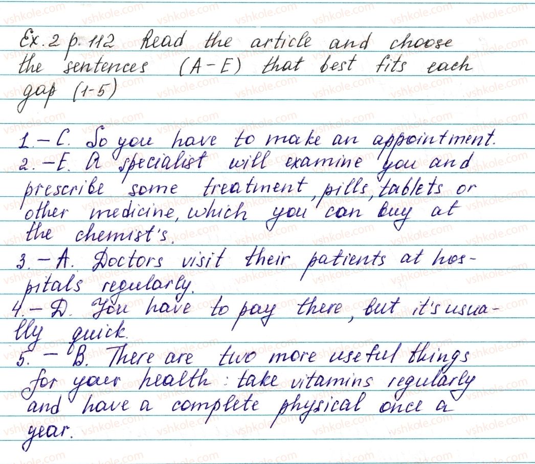 фото задание ex2p112 - lesson 2. doctor! doctor! - unit 3. a soud mind in a sound body