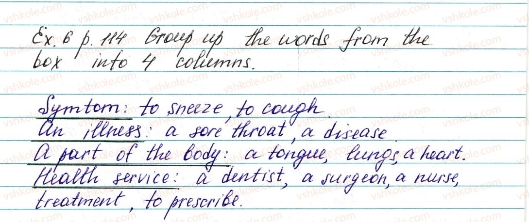 фото задание ex6p114 - lesson 2. doctor! doctor! - unit 3. a soud mind in a sound body