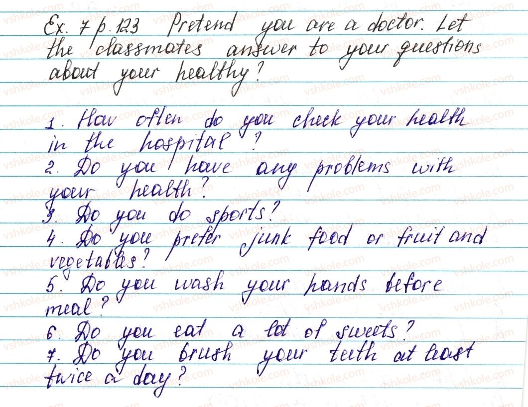 фото задание ex7p123 - lesson 2. doctor! doctor! - unit 3. a soud mind in a sound body