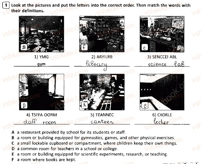 фото задание 1 - lesson 1 - unit 1. in and out of school