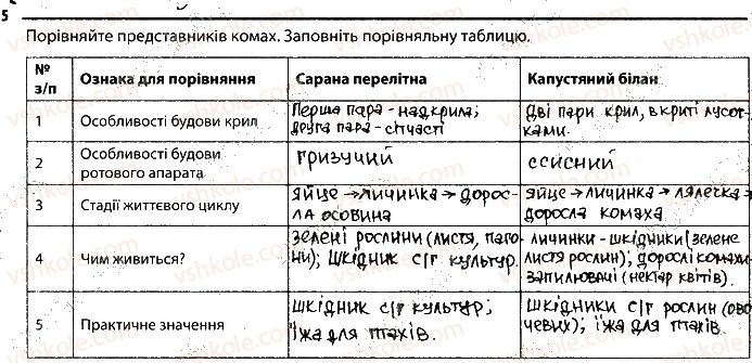 фото задание 5 - 6. комахи - тема 1. різноманітність тварин