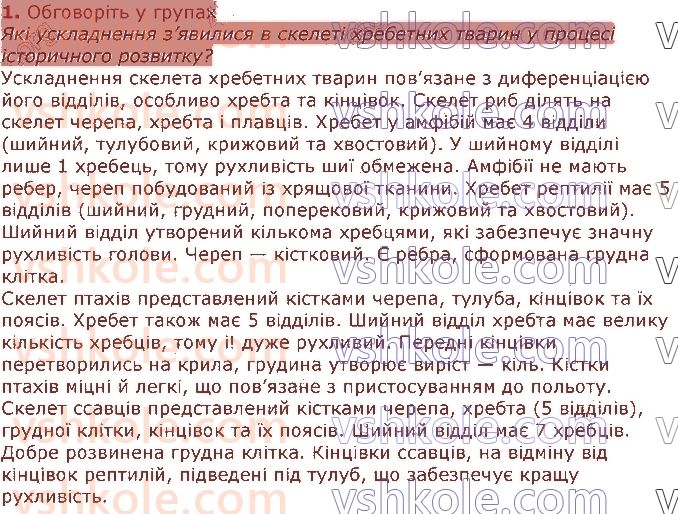 фото задание 1 - § 33. опорно-рухова система хребетних тварин - тема 2. процеси життєдіяльності тварин