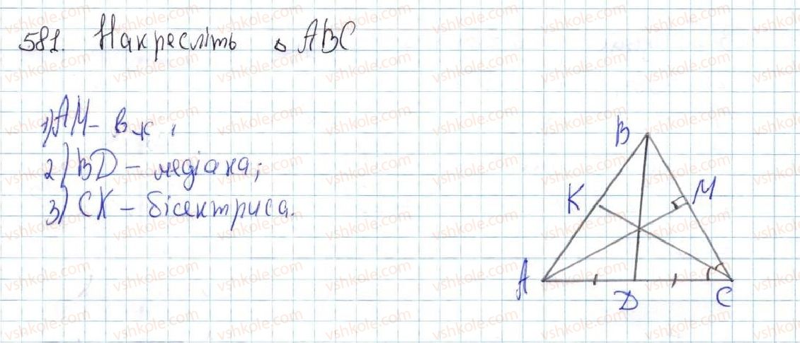 фото задание 581 - 22. задачі на побудову - § 4. коло та круг