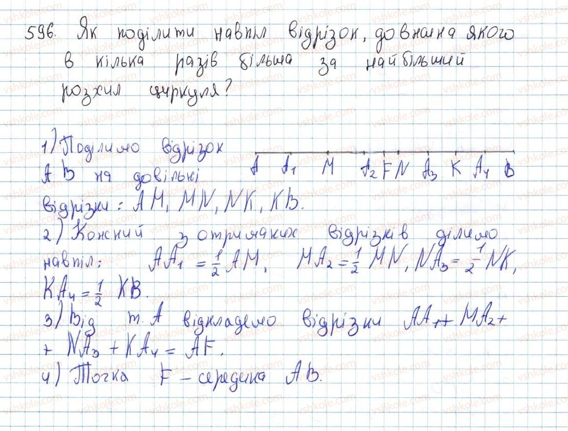 фото задание 596 - 22. задачі на побудову - § 4. коло та круг