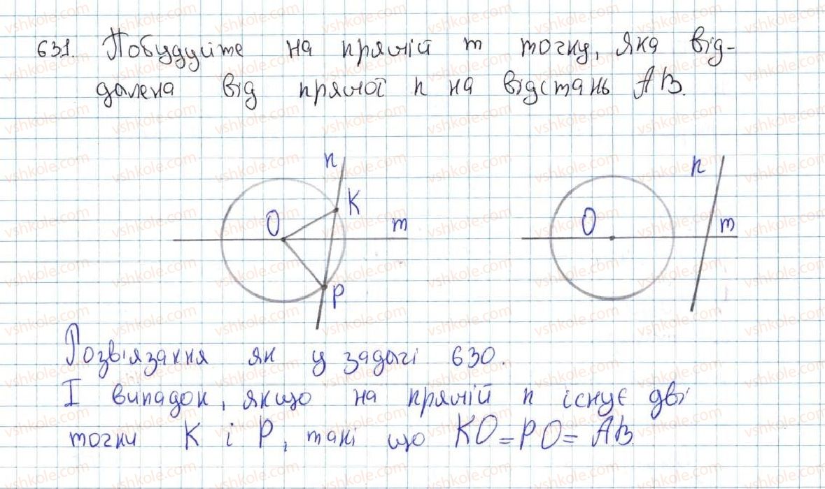 фото задание 631 - 23. метод геометричних місць точок у задачах на побудову - § 4. коло та круг