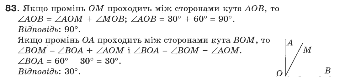 фото задание 83 - § 3. кути і їх міри - розділ 1. прості геометричні фігури та їх властивості