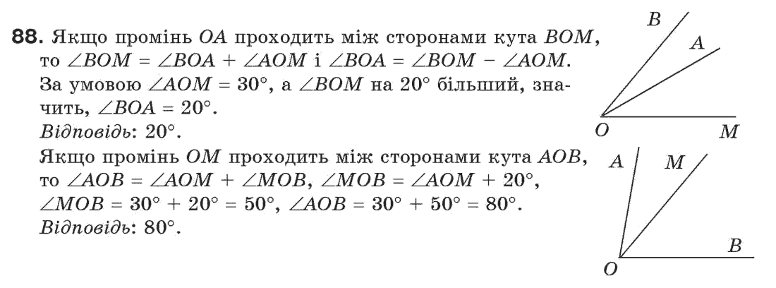 фото задание 88 - § 3. кути і їх міри - розділ 1. прості геометричні фігури та їх властивості
