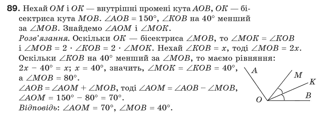 фото задание 89 - § 3. кути і їх міри - розділ 1. прості геометричні фігури та їх властивості