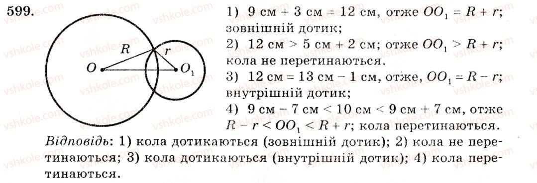фото задание 599 - § 25. взаємне розміщення двох кіл - розділ 4. коло і круг. геометричні побудови