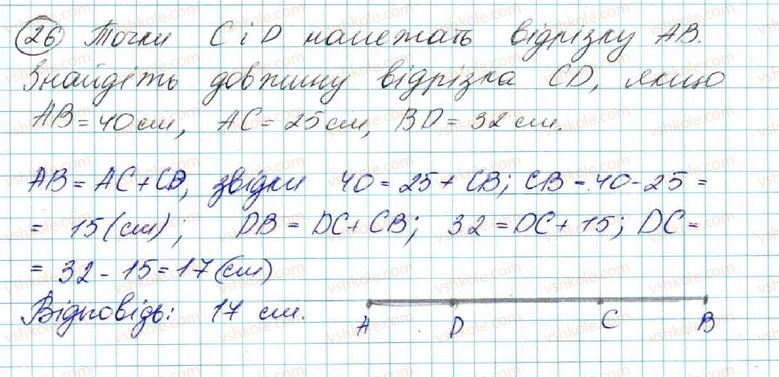 фото задание 26 - § 2. відрізок. вимірювання відрізків. відстань між двома точками - розділ 1. елементарні геометричні фігури та їх властивості