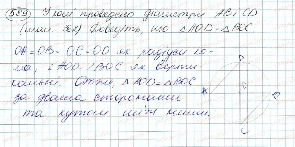 фото задание 589 - § 21. коло. круг - розділ 4. коло і круг. геометричні побудови