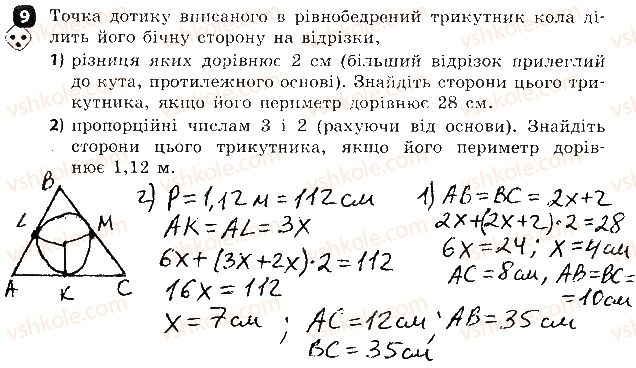 фото задание 9 - варіант 1 - контрольна робота № 4. коло і круг. вписане і описане кола трикутника - контрольні роботи
