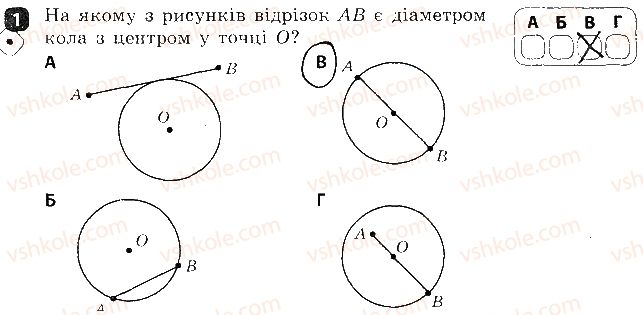 фото задание 1 - варіант 2 - контрольна робота № 4. коло і круг. вписане і описане кола трикутника - контрольні роботи