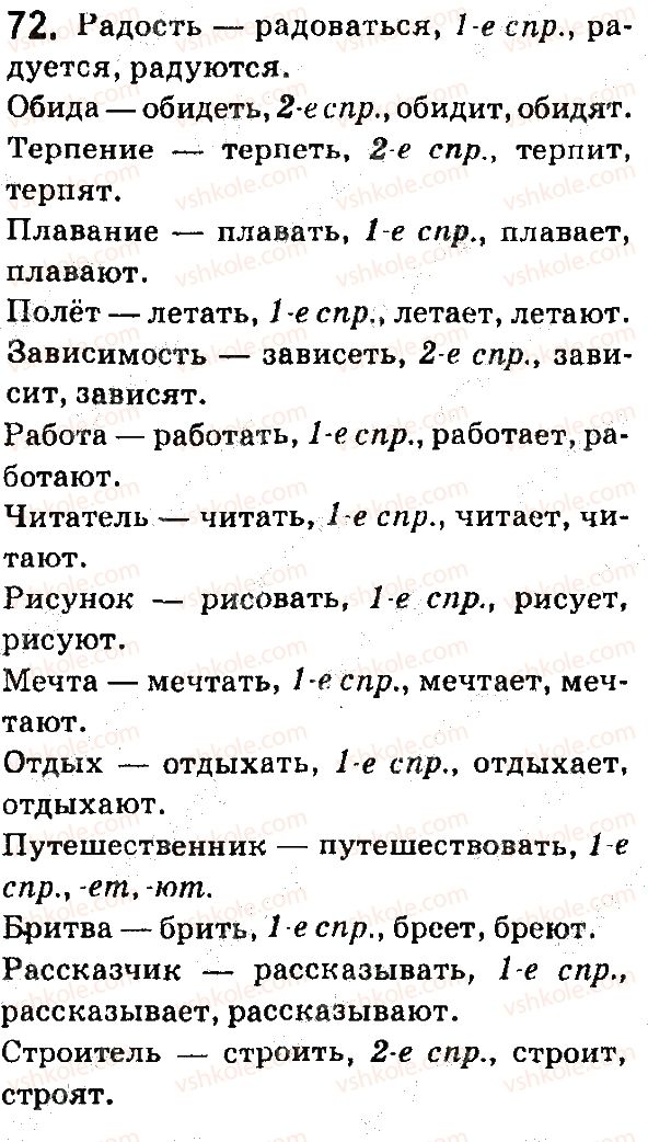 фото задание 72 - § 11-12. i и ii спряжение глаголов - язык
