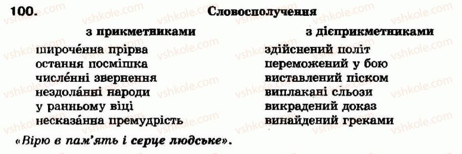 фото задание 100 - § 8. букви н у дієприкметниках та нн у прикметниках - дієприкметник - морфологія та орфографія