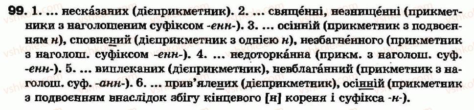 фото задание 99 - § 8. букви н у дієприкметниках та нн у прикметниках - дієприкметник - морфологія та орфографія