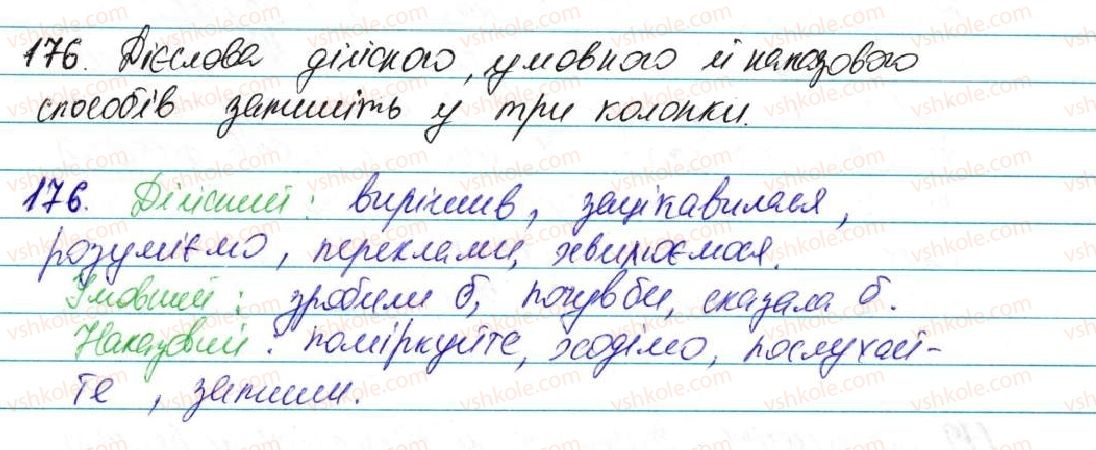 фото задание 176 - § 13. способи дієслів (дійсний, умовний, наказовий) - морфологія, орфографія. самостійні частини мови