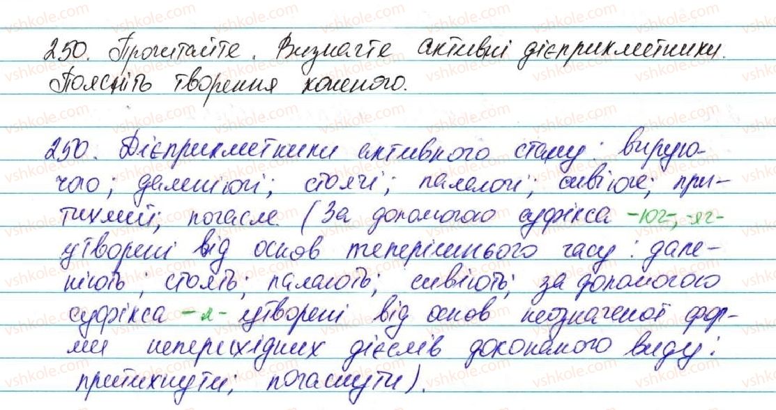 фото задание 250 - § 21. активні і пасивні дієприкметники, їх творення - морфологія, орфографія. самостійні частини мови