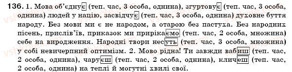 фото задание 136 - § 11. теперішній час - морфологія, орфографія. самоспйні частини мови