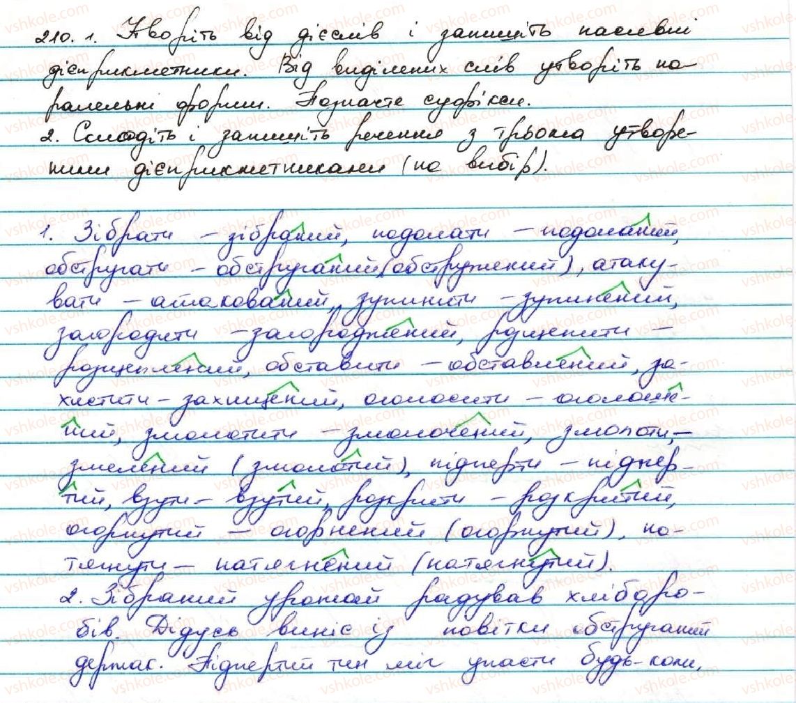 фото задание 210 - § 21. творення пасивних дієприкметників - дієприкметник