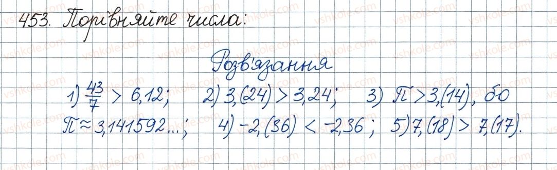 фото задание 453 - 14. числові множини - § 2. квадратні корені. дійсні числа