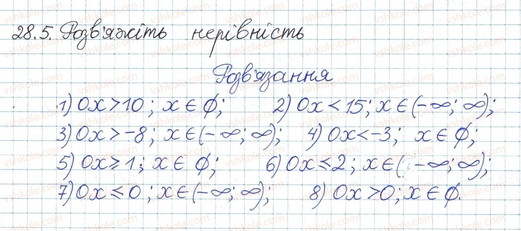 фото задание 5 - 28. розв'язування лінійних нерівностей з однією змінною - § 5. нерівності