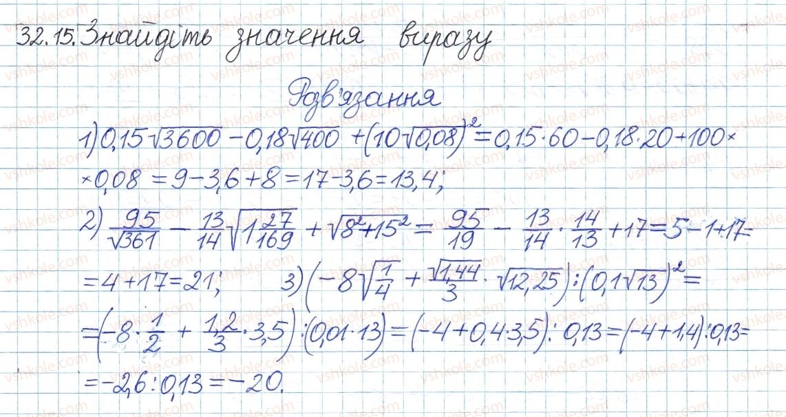 фото задание 15 - 32. квадратні корені - § 6. квадратні корені. дійсні числа