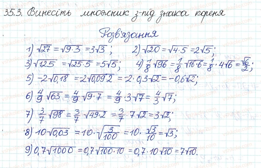 фото задание 3 - 35. тотожні перетворення виразів - § 6. квадратні корені. дійсні числа
