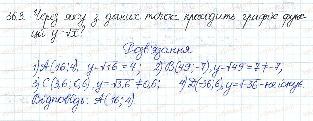 фото задание 3 - 36. функція та її графік - § 6. квадратні корені. дійсні числа
