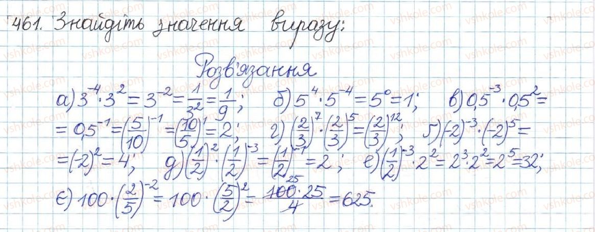 фото задание 461 - § 10. степені з цілими показниками - розділ 1. раціональні вирази