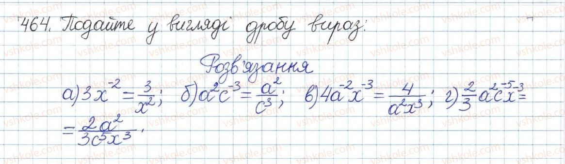 фото задание 464 - § 10. степені з цілими показниками - розділ 1. раціональні вирази