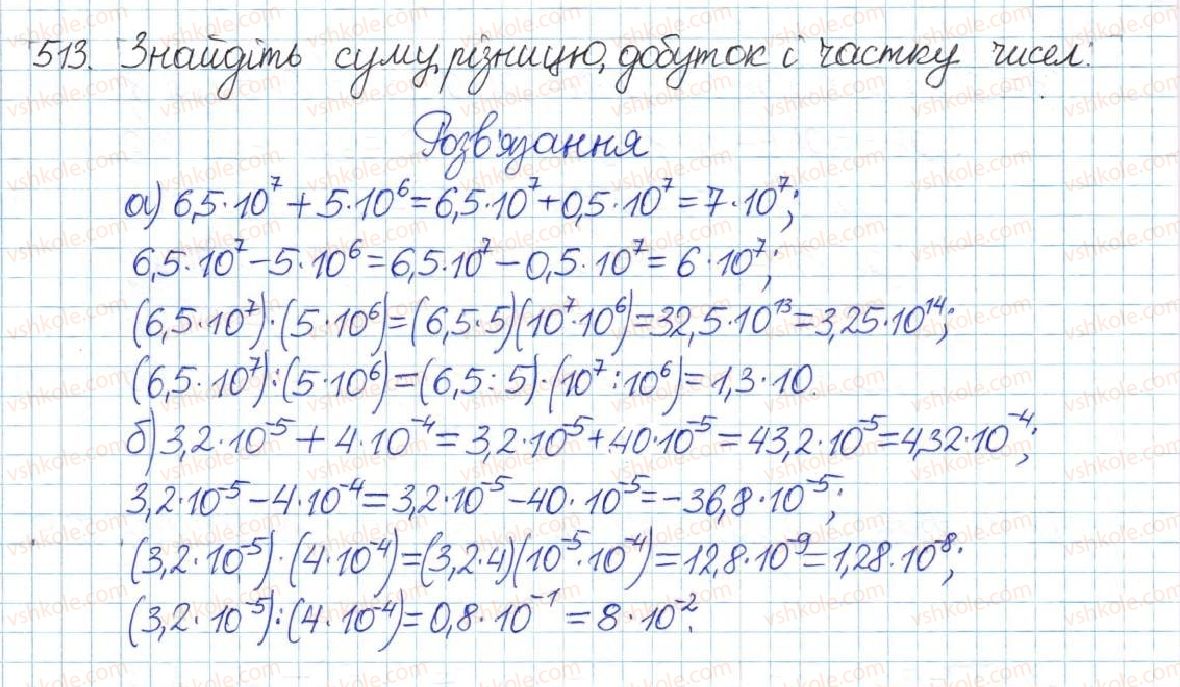 фото задание 513 - § 11. стандартний вигляд числа - розділ 1. раціональні вирази