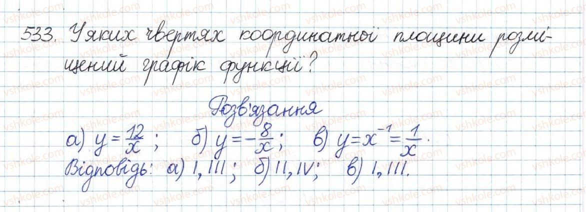 фото задание 533 - § 12. функція y = k/x - розділ 1. раціональні вирази