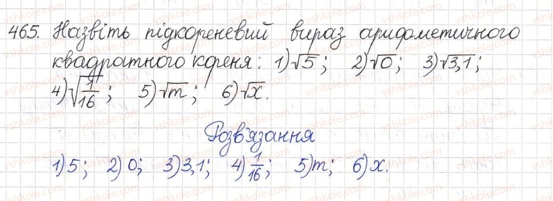 фото задание 465 - § 13. арифметичний квадратний корінь - розділ 2. квадратні корені. дійсні числа