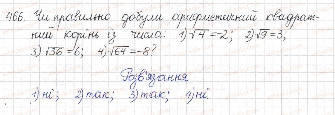 фото задание 466 - § 13. арифметичний квадратний корінь - розділ 2. квадратні корені. дійсні числа