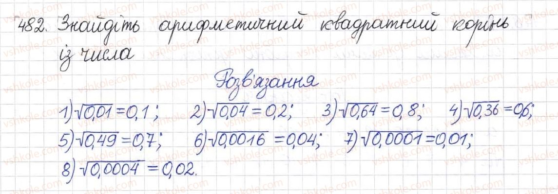 фото задание 482 - § 13. арифметичний квадратний корінь - розділ 2. квадратні корені. дійсні числа