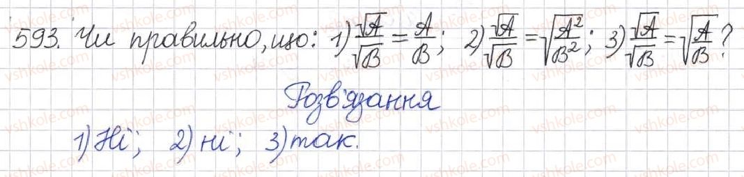 фото задание 593 - § 15. перетворення ірраціональних виразів - розділ 2. квадратні корені. дійсні числа