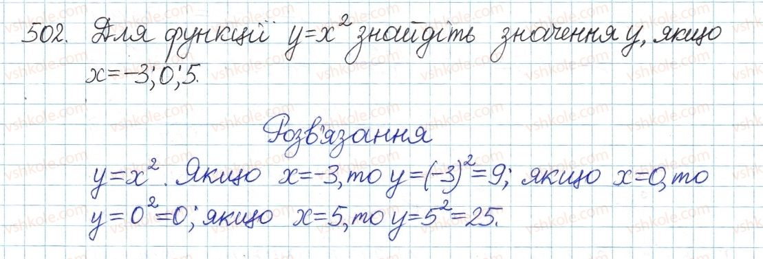 фото задание 502 - § 13. функція у=х, її графік і властивості - розділ 2. квадратні корені. дійсні числа
