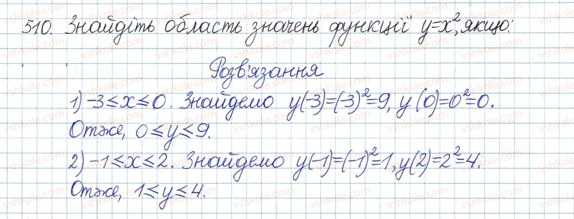 фото задание 510 - § 13. функція у=х, її графік і властивості - розділ 2. квадратні корені. дійсні числа